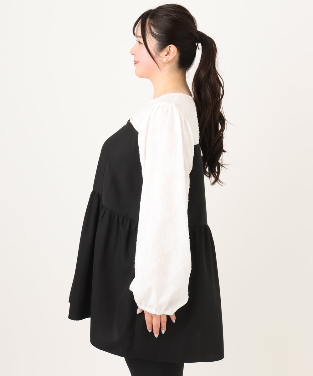 OLEBA33099 eur3(エウルキューブ) 【大きいサイズ】ビスチェドッキング風チュニック ホワイト(90)