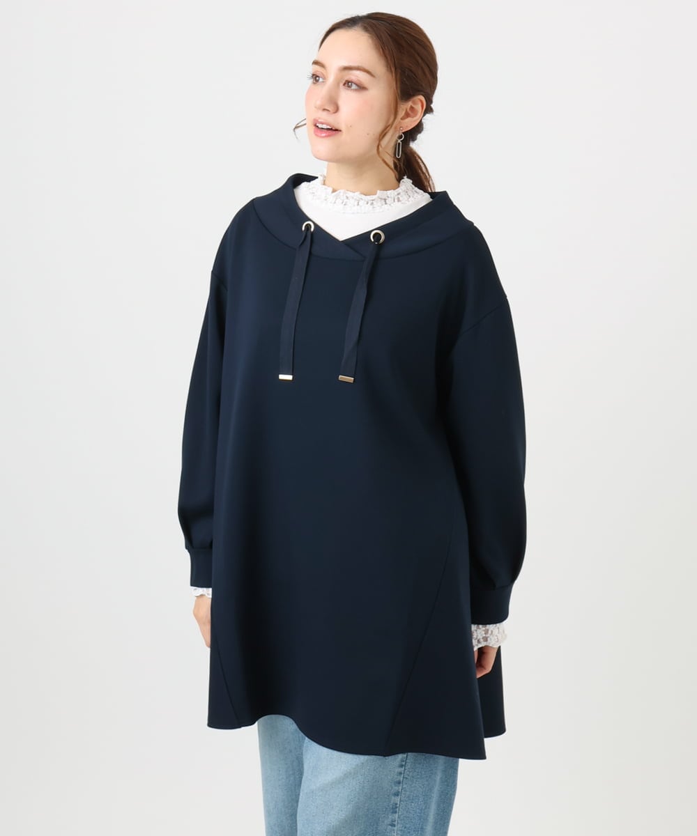 OLEBD16099 eur3(エウルキューブ) 【大きいサイズ】ダンボールフーディー風チュニック ネイビー(57)