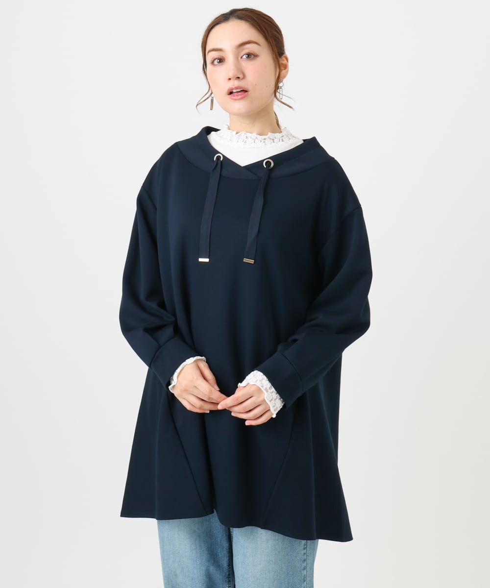 OLEBD16099 eur3(エウルキューブ) 【大きいサイズ】ダンボールフーディー風チュニック ネイビー(57)