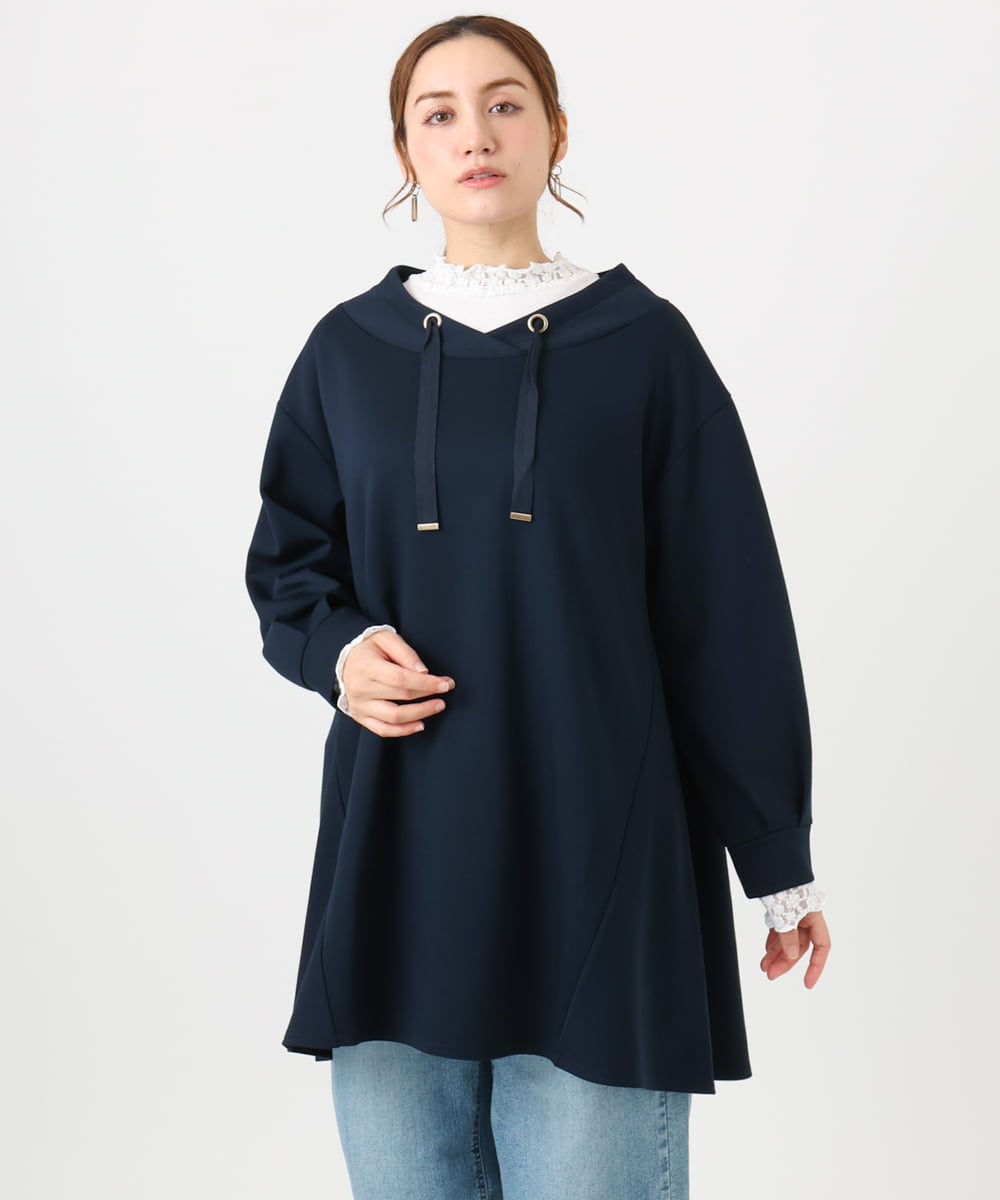 OLEBD16099 eur3(エウルキューブ) 【大きいサイズ】ダンボールフーディー風チュニック ネイビー(57)