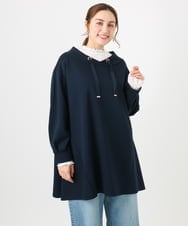 OLEBD16099 eur3(エウルキューブ) 【大きいサイズ】ダンボールフーディー風チュニック ネイビー(57)