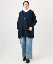 OLEBD16099 eur3(エウルキューブ) 【大きいサイズ】ダンボールフーディー風チュニック ネイビー(57)