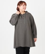 OLEBD16099 eur3(エウルキューブ) 【大きいサイズ】ダンボールフーディー風チュニック ダークグレー(93)