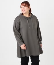 OLEBD16099 eur3(エウルキューブ) 【大きいサイズ】ダンボールフーディー風チュニック ダークグレー(93)