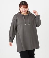 OLEBD16099 eur3(エウルキューブ) 【大きいサイズ】ダンボールフーディー風チュニック ダークグレー(93)