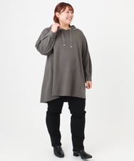 OLEBD16099 eur3(エウルキューブ) 【大きいサイズ】ダンボールフーディー風チュニック ダークグレー(93)