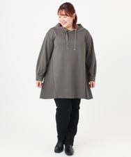 OLEBD16099 eur3(エウルキューブ) 【大きいサイズ】ダンボールフーディー風チュニック ダークグレー(93)