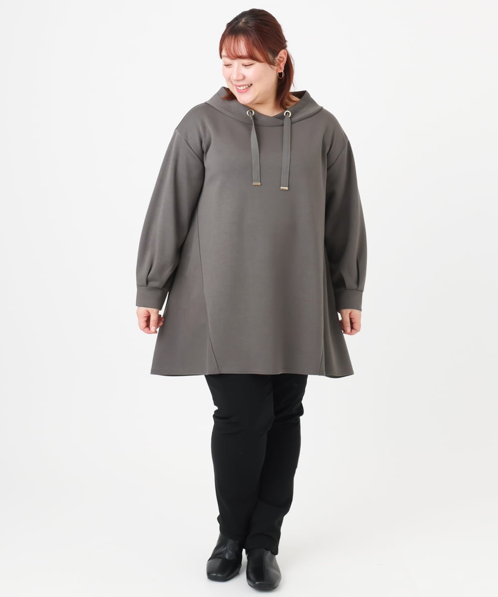 OLEBD16099 eur3(エウルキューブ) 【大きいサイズ】ダンボールフーディー風チュニック ダークグレー(93)