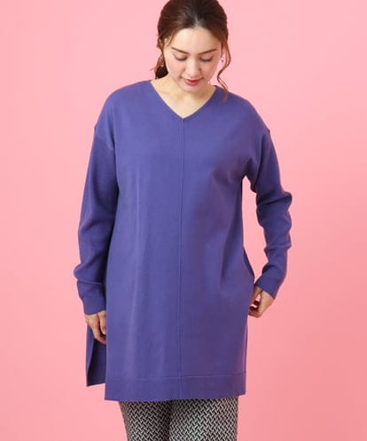 OLEBD17089 eur3 【大きいサイズ】Vネックニットチュニック