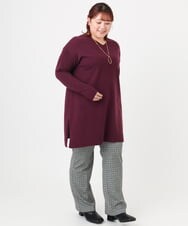 OLEBD17089 eur3(エウルキューブ) 【大きいサイズ】Vネックニットチュニック ワイン(77)
