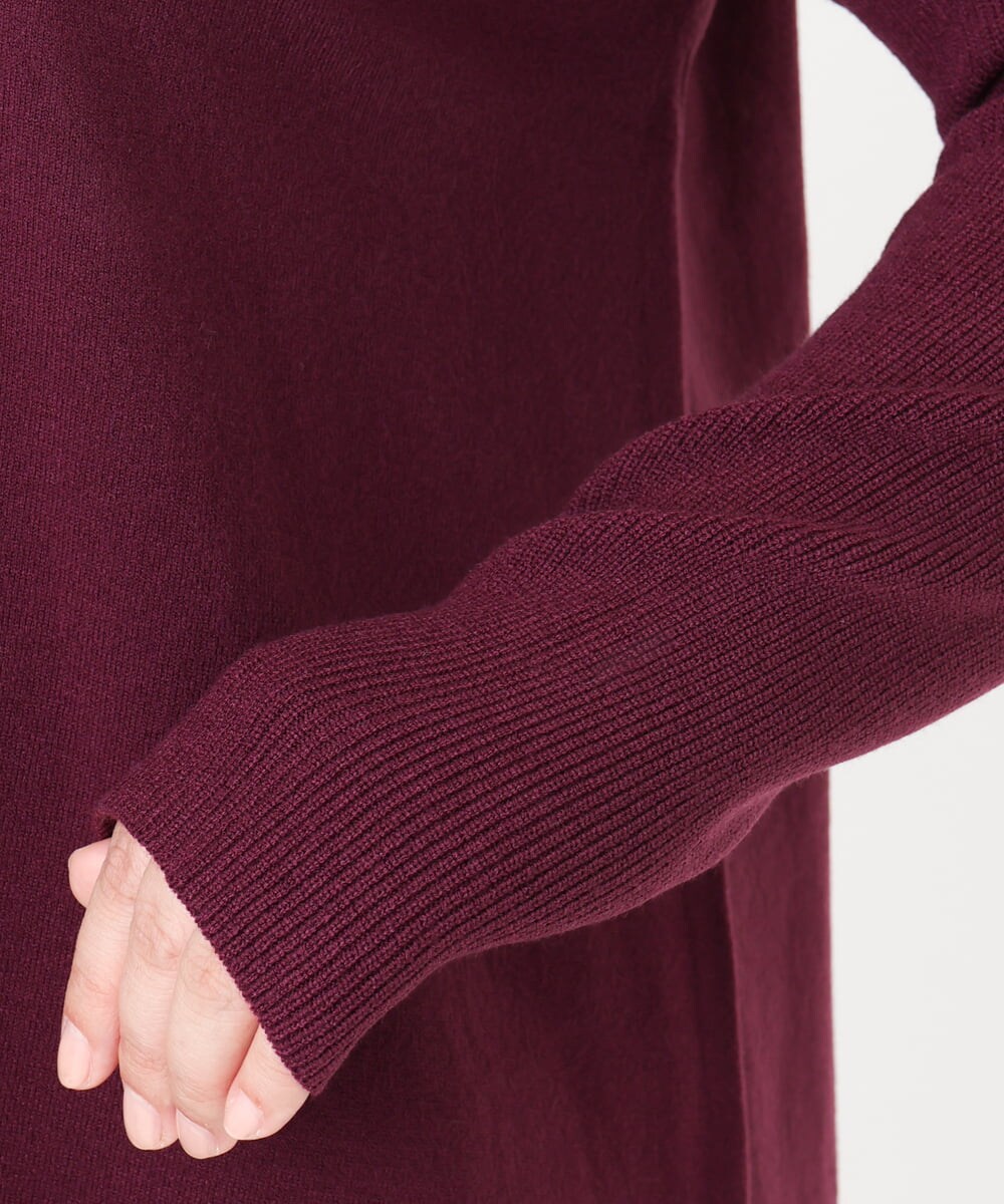 OLEBD17089 eur3(エウルキューブ) 【大きいサイズ】Vネックニットチュニック ワイン(77)
