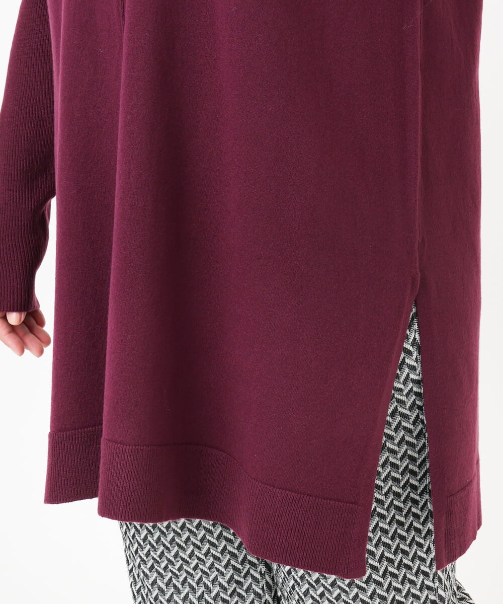 OLEBD17089 eur3(エウルキューブ) 【大きいサイズ】Vネックニットチュニック ワイン(77)