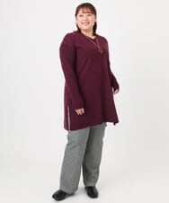 OLEBD17089 eur3(エウルキューブ) 【大きいサイズ】Vネックニットチュニック ワイン(77)