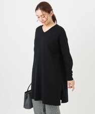 OLEBD17089 eur3(エウルキューブ) 【大きいサイズ】Vネックニットチュニック ブラック(94)