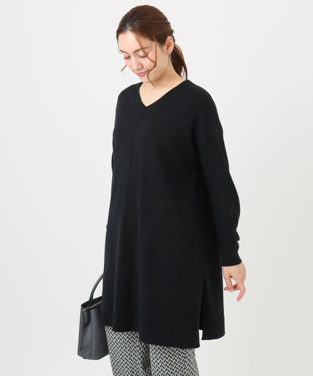 OLEBD17089 eur3(エウルキューブ) 【大きいサイズ】Vネックニットチュニック ブラック(94)