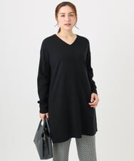 OLEBD17089 eur3(エウルキューブ) 【大きいサイズ】Vネックニットチュニック ブラック(94)