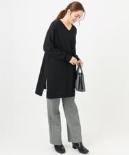 OLEBD17089 eur3(エウルキューブ) 【大きいサイズ】Vネックニットチュニック ブラック(94)