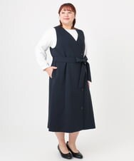 OLEBD20179 eur3(エウルキューブ) 【大きいサイズ/11号サイズあり/洗える/セットアップ対応】Wクロス2WAYワンピース ネイビー(57)