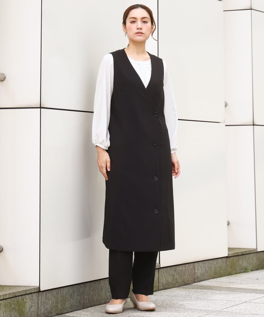 OLEBD20179 eur3(エウルキューブ) 【大きいサイズ/11号サイズあり/洗える/セットアップ対応】Wクロス2WAYワンピース ブラック(94)