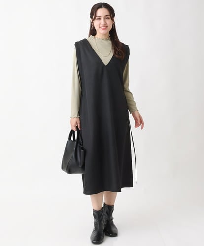 OLEBV27129 eur3 【大きいサイズ/前後2WAY】サイドリボンジャンパースカート