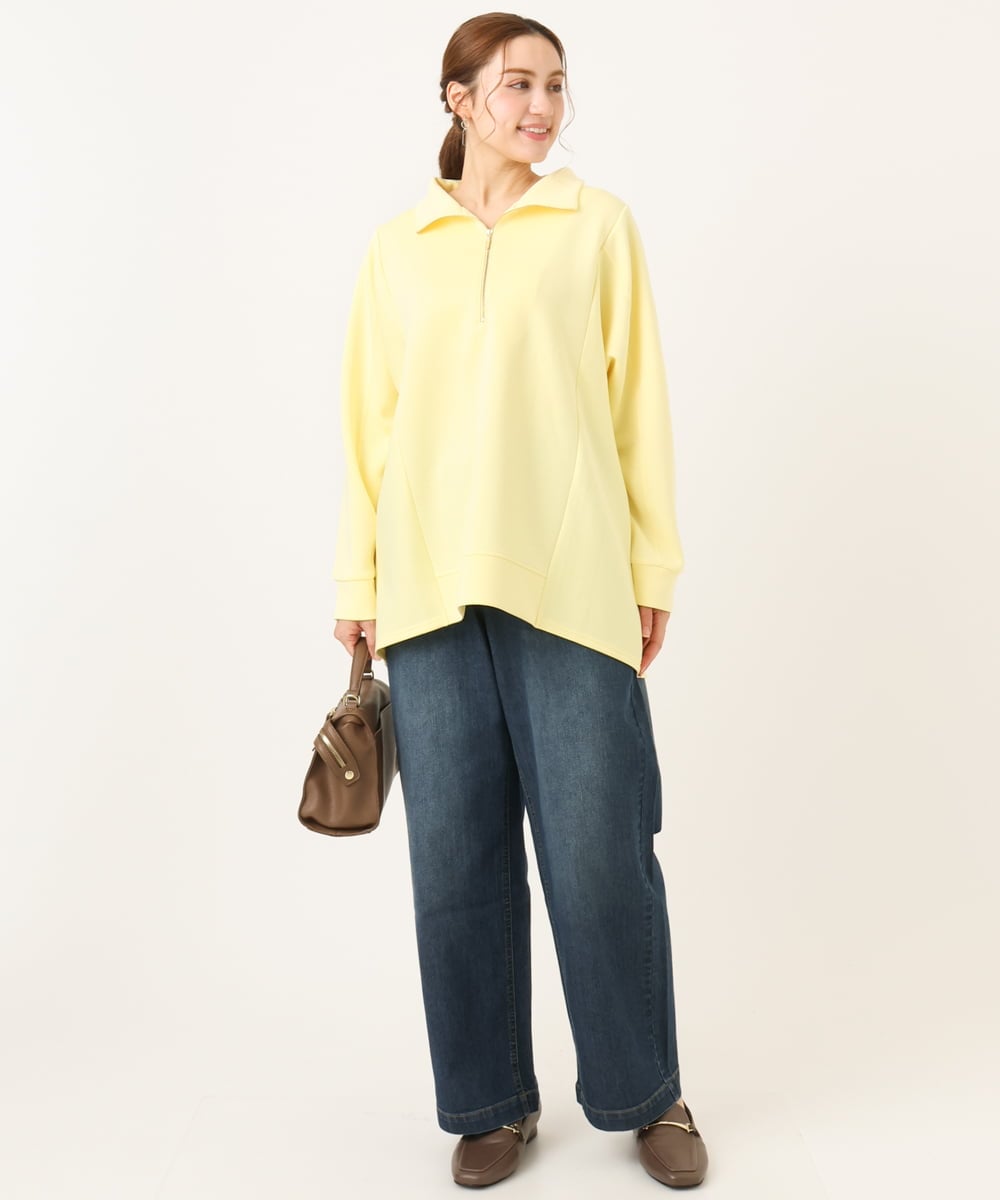 OLECD09099 eur3(エウルキューブ) 【大きいサイズ】ハーフジップダンボールプルオーバー ライトイエロー(20)