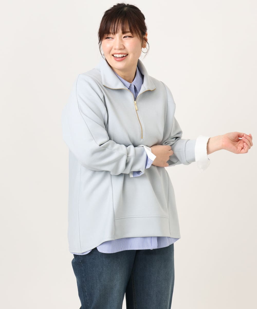 OLECD09099 eur3(エウルキューブ) 【大きいサイズ】ハーフジップダンボールプルオーバー ライトブルー(50)