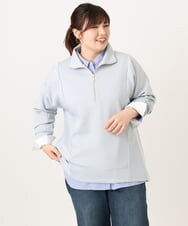 OLECD09099 eur3(エウルキューブ) 【大きいサイズ】ハーフジップダンボールプルオーバー ライトブルー(50)