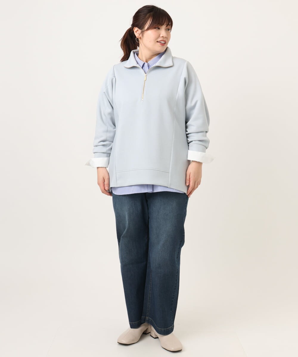OLECD09099 eur3(エウルキューブ) 【大きいサイズ】ハーフジップダンボールプルオーバー ライトブルー(50)