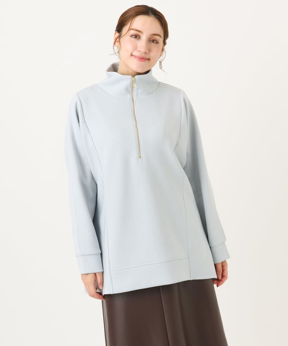 OLECD09099 eur3(エウルキューブ) 【大きいサイズ】ハーフジップダンボールプルオーバー ライトブルー(50)