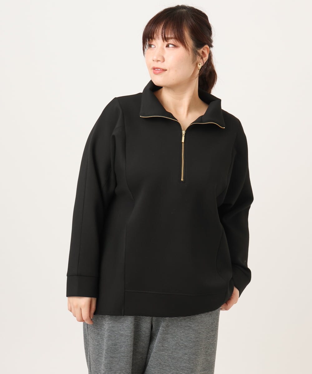 OLECD09099 eur3(エウルキューブ) 【大きいサイズ】ハーフジップダンボールプルオーバー ブラック(94)