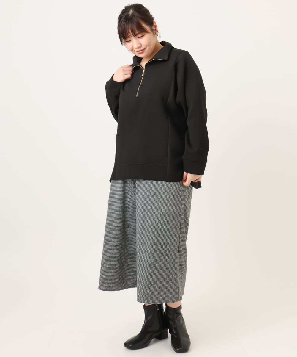 OLECD09099 eur3(エウルキューブ) 【大きいサイズ】ハーフジップダンボールプルオーバー ブラック(94)
