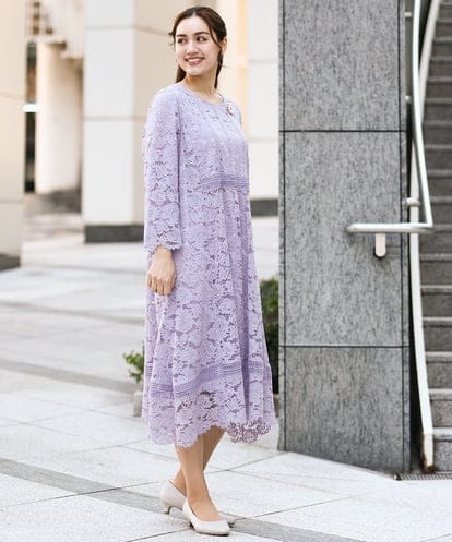 OLEDA09249  【大きいサイズ】イレヘムレースドレス