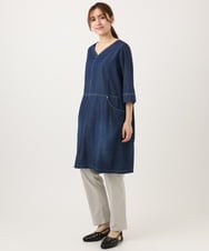 OLEED12099 eur3(エウルキューブ) 【大きいサイズ】Vネックデニムチュニック ネイビー