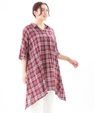 OLEEV11079 eur3(エウルキューブ) 【大きいサイズ】コットンイレヘムシャツチュニック ワイン(77)