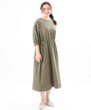OLEEV14139 eur3(エウルキューブ) 【雑誌掲載】【大きいサイズ】コンビギャザーワンピース カーキ(36)