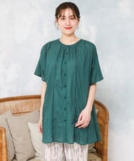 OLEFD02099 eur3(エウルキューブ) 【大きいサイズ】ハシゴレースチュニック グリーン