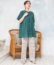 OLEFD02099 eur3(エウルキューブ) 【大きいサイズ】ハシゴレースチュニック グリーン