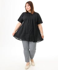 OLEFD02099 eur3(エウルキューブ) 【大きいサイズ】ハシゴレースチュニック ブラック