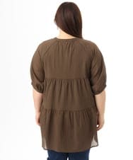 OLEFD03089 eur3(エウルキューブ) 【大きいサイズ】コットンティアードブラウスチュニック ブラウン
