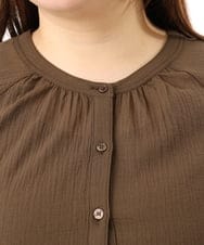 OLEFD03089 eur3(エウルキューブ) 【大きいサイズ】コットンティアードブラウスチュニック ブラウン