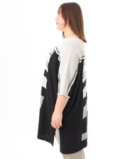 OLEFD13119 eur3(エウルキューブ) 【大きいサイズ/接触冷感】パネルボーダーニットチュニック ブラック