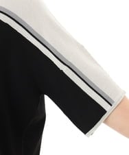 OLEFD13119 eur3(エウルキューブ) 【大きいサイズ/接触冷感】パネルボーダーニットチュニック ブラック