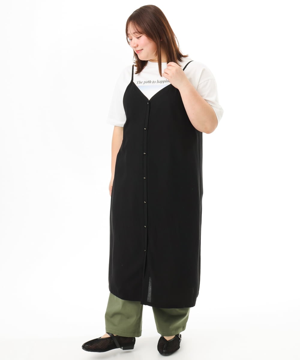OLEFD15119 eur3(エウルキューブ) 【大きいサイズ】2WAYキャミワンピース ブラック