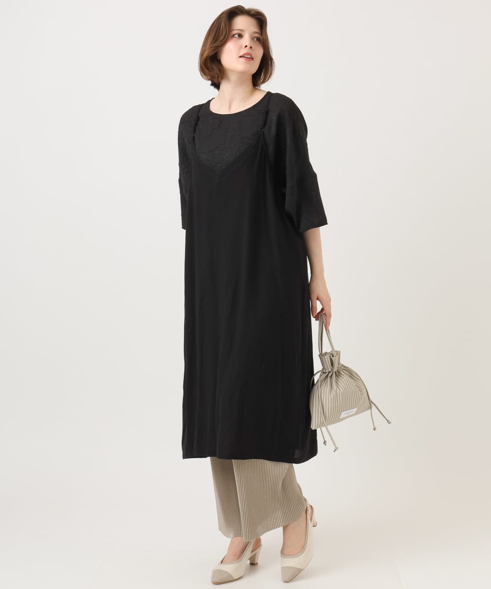 OLEFD15119 eur3(エウルキューブ) 【大きいサイズ】2WAYキャミワンピース ブラック