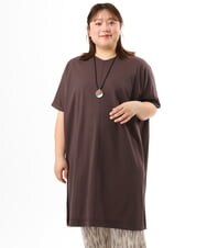 OLEFD19099 eur3(エウルキューブ) 【大きいサイズ/接触冷感】ボクシーシルエットチュニック ブラウン