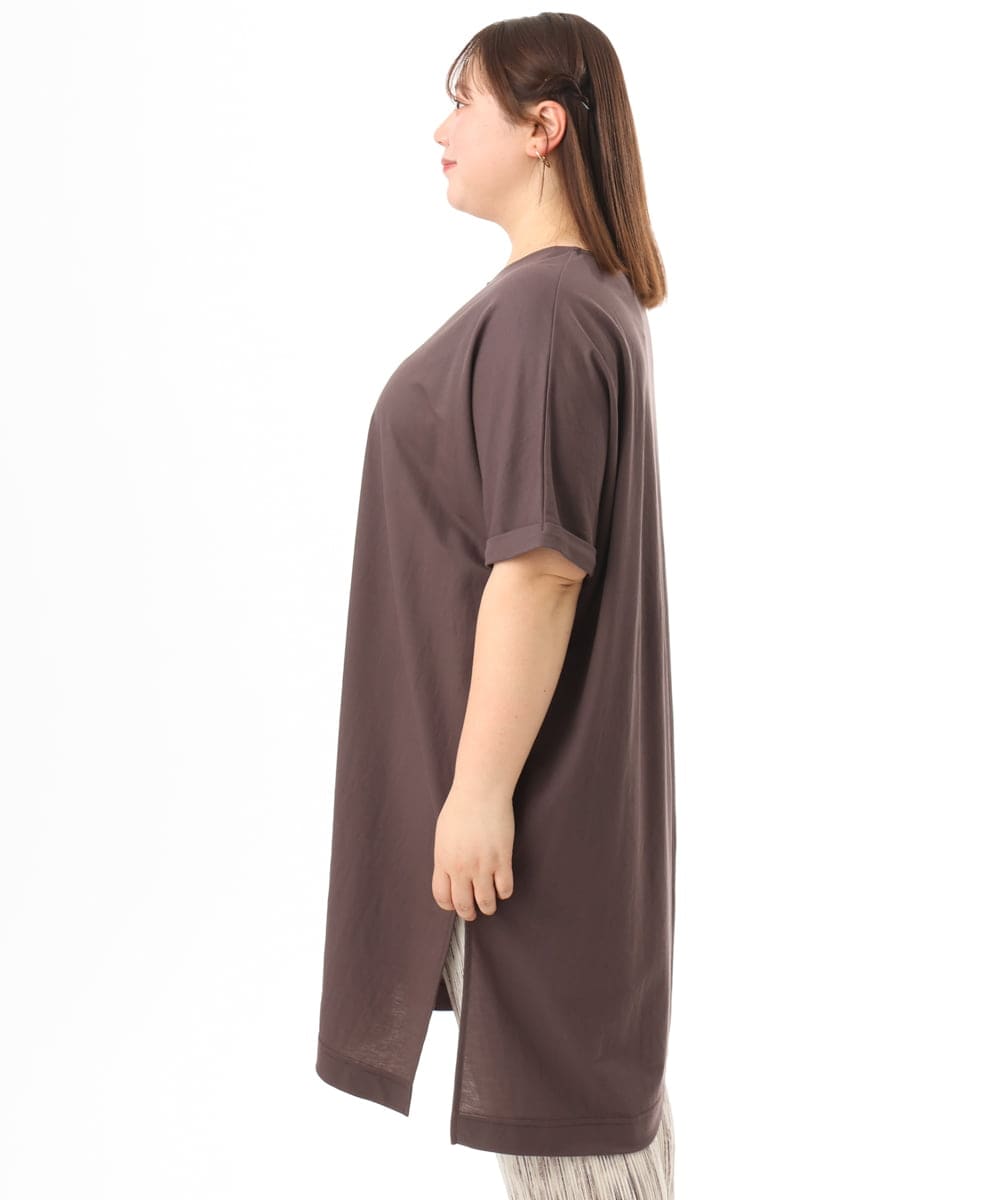 OLEFD19099 eur3(エウルキューブ) 【大きいサイズ/接触冷感】ボクシーシルエットチュニック ブラウン