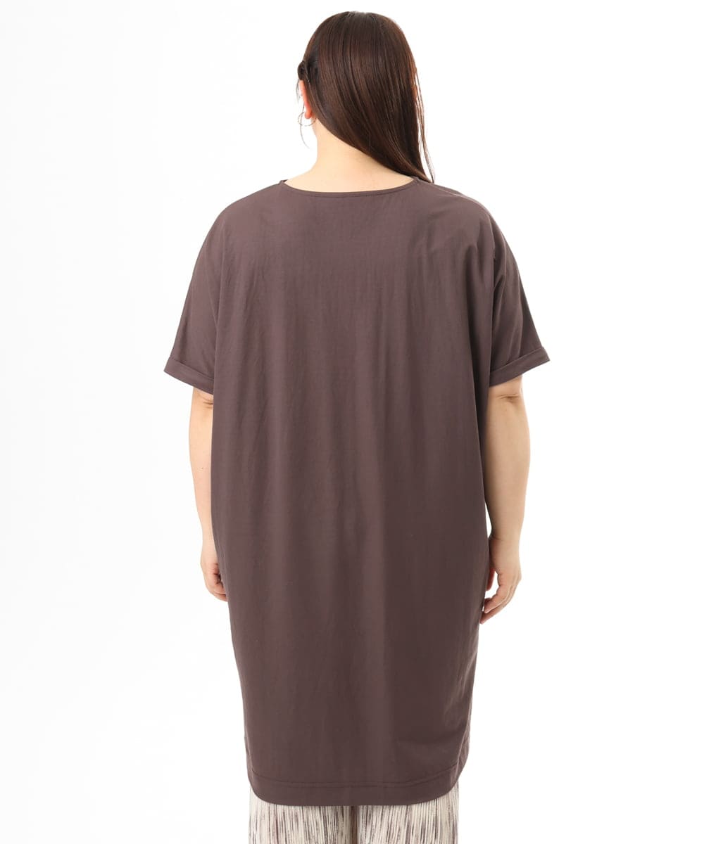 OLEFD19099 eur3(エウルキューブ) 【大きいサイズ/接触冷感】ボクシーシルエットチュニック ブラウン