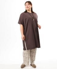 OLEFD19099 eur3(エウルキューブ) 【大きいサイズ/接触冷感】ボクシーシルエットチュニック ブラウン
