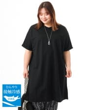 OLEFD19099 eur3(エウルキューブ) 【大きいサイズ/接触冷感】ボクシーシルエットチュニック ブラック