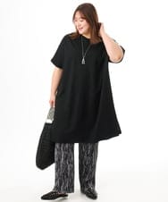 OLEFD19099 eur3(エウルキューブ) 【大きいサイズ/接触冷感】ボクシーシルエットチュニック ブラック